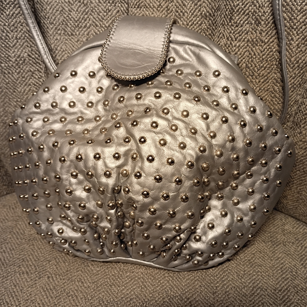 Chic Silver Studded Women's Shoulder Bag